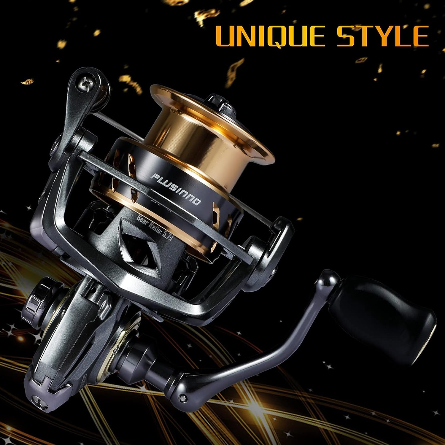 PLUSINNO GG High-Speed Spinning Reel with 5.1:1-5.7:1 Gear Ratio, 22-30 LB Drag System, 9+1BB Ultra Smooth Performance, Lightweight Design for Freshwater and Saltwater Fishing