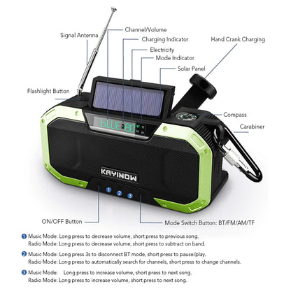 2023 KAYINOW Portable Emergency Solar Hand Crank Radio