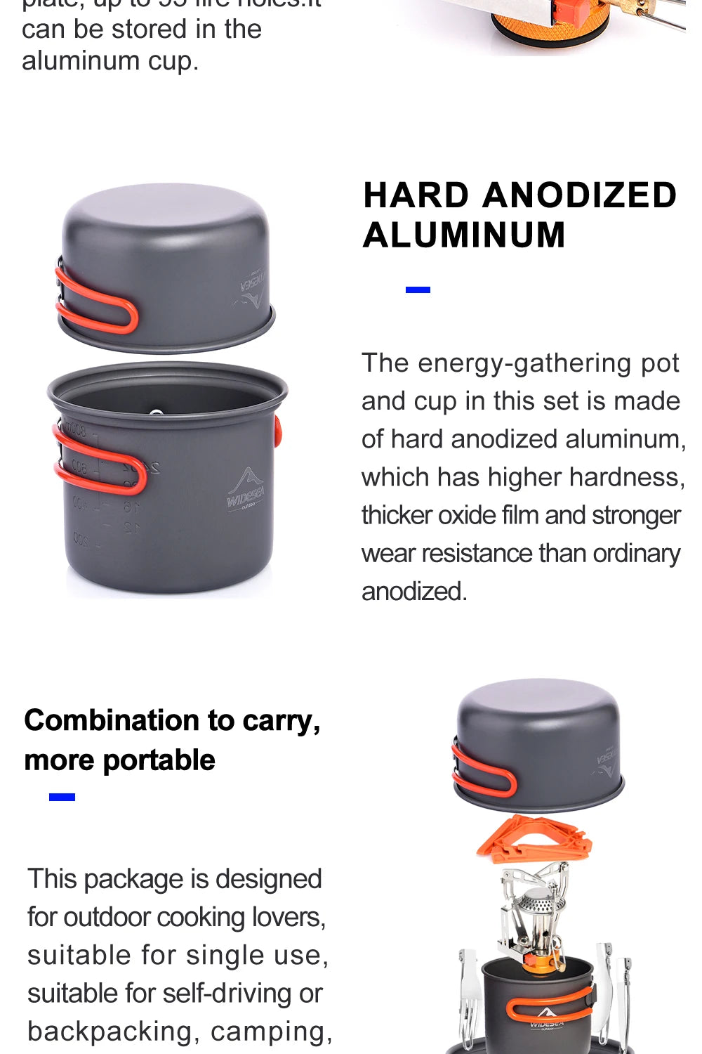 Widesea Camping Cookware Set w/stove
