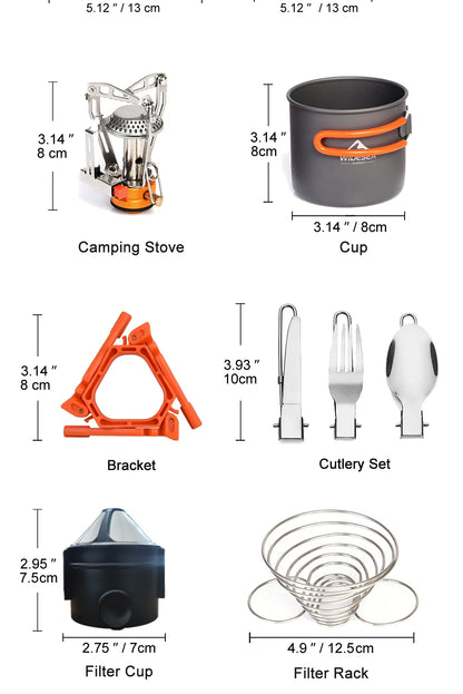 Widesea Camping Cookware Set w/stove