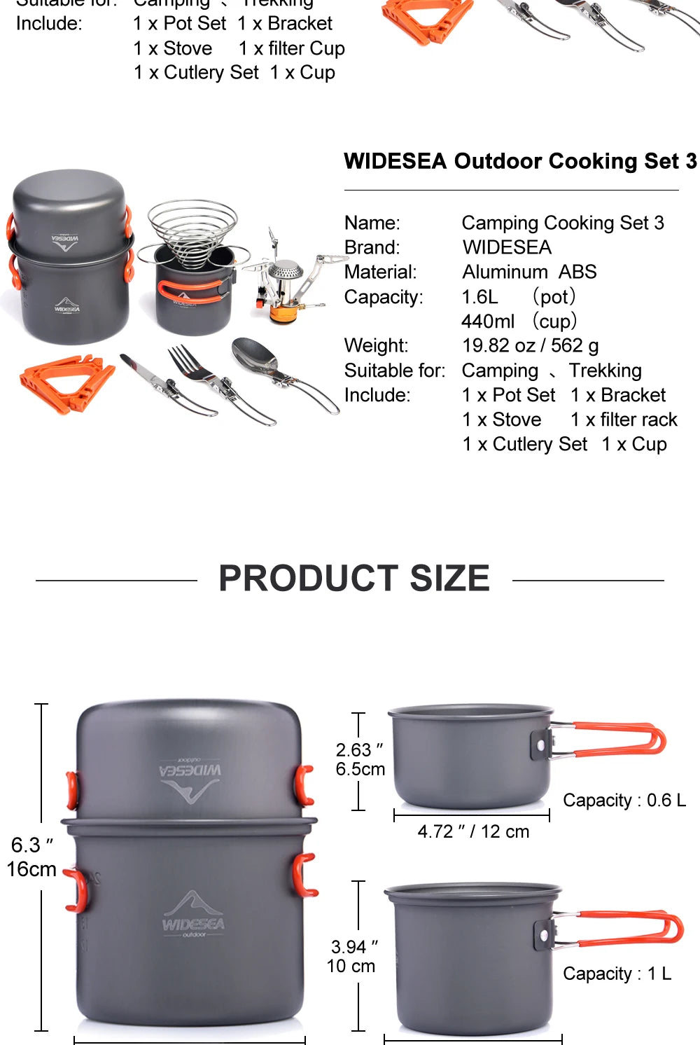 Widesea Camping Cookware Set w/stove