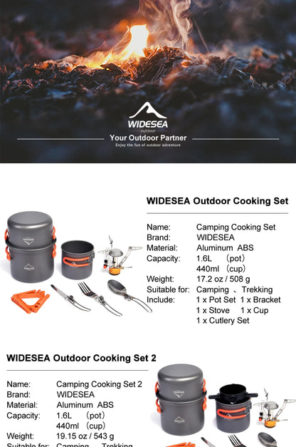 Widesea Camping Cookware Set w/stove
