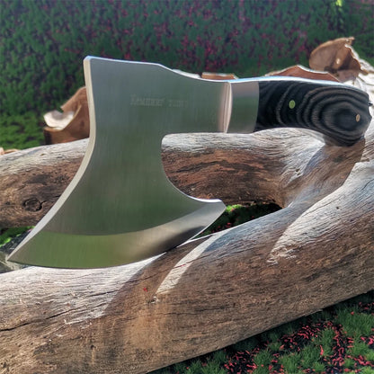 Wooden Handle Survival Axe, Stainless Steel Blade