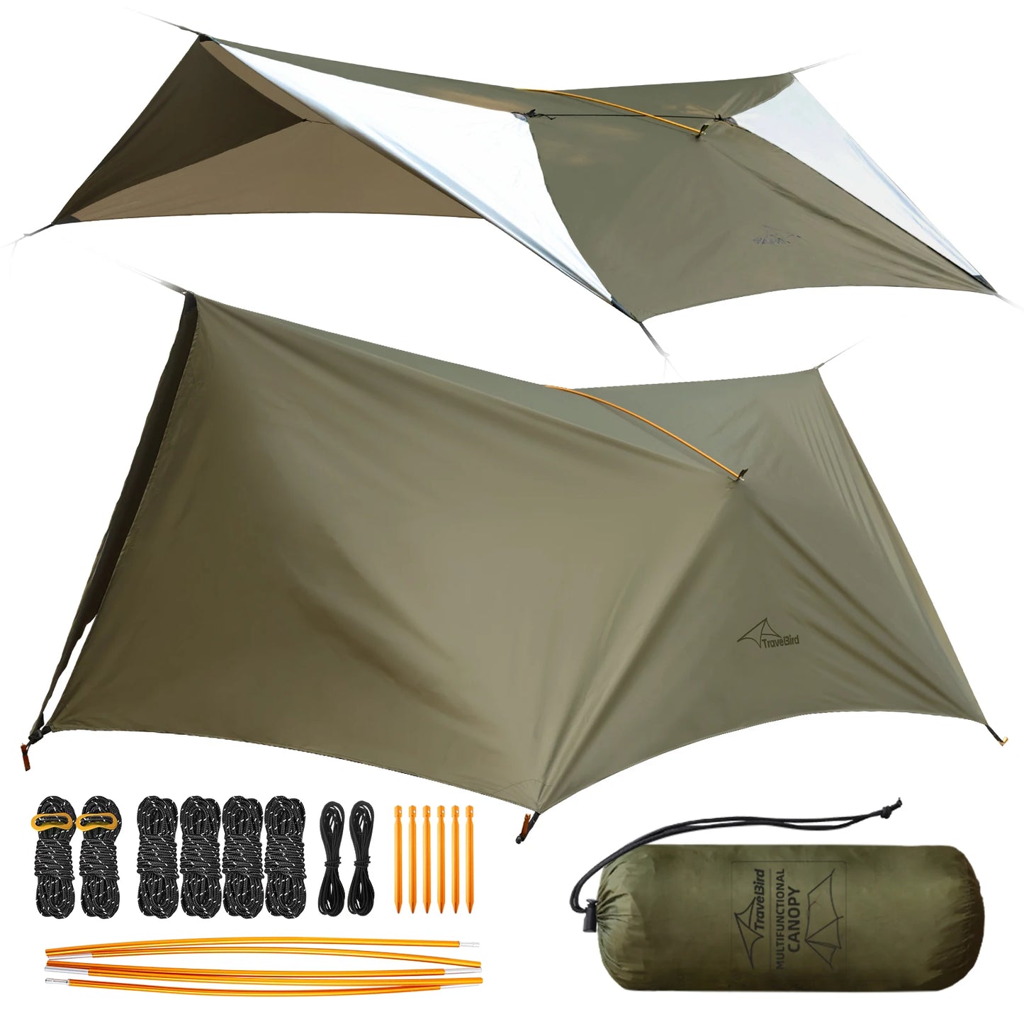 Outdoor Waterproof Tarp, optional Hammock (not included)