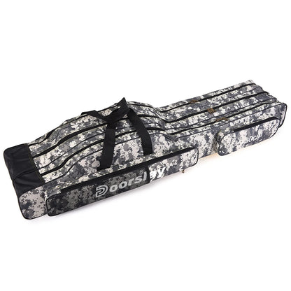 Doorslay 3 Layers Fishing Bag Portable Folding Fishing Rod Reel Bag Fishing Tackle Carry Case Travel Storage Bag Fishing Goods