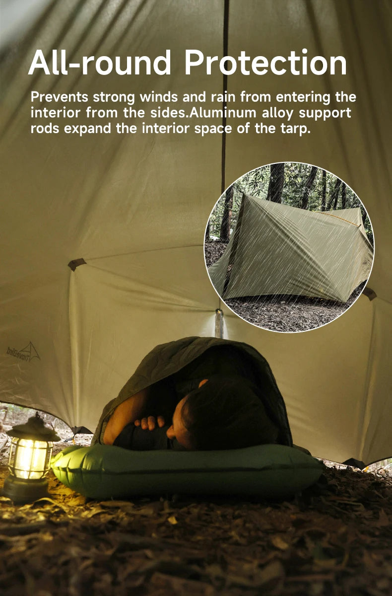 Outdoor Waterproof Tarp, optional Hammock (not included)