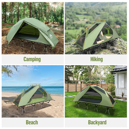 Night Cat Camping Cot Tent, Waterproof 1-Person Off-Ground Combo w/Cot Bed