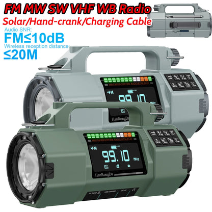 Emergency Solar Radio Hand Crank Radio FM MW SW VHF WB