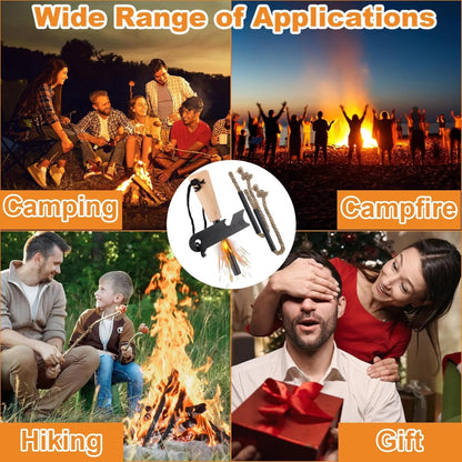 Fire Starter Survival Tool, Fire Starter Kit Includes Magnesium Rod, 2 Pcs Wick Hemp Rope and Multifunctional Outdoor Bag
