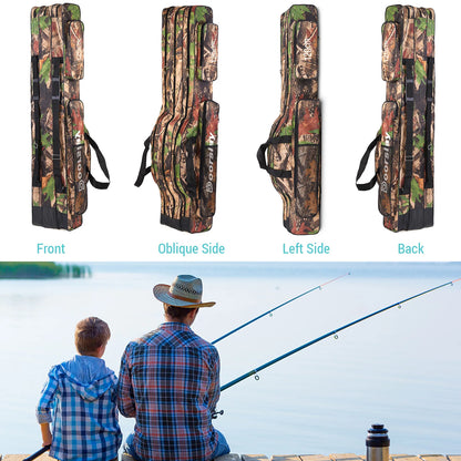 Doorslay 3 Layers Fishing Bag Portable Folding Fishing Rod Reel Bag Fishing Tackle Carry Case Travel Storage Bag Fishing Goods