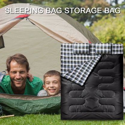 Double Sleeping Bag, For Two Adults (with 2 Pillows)