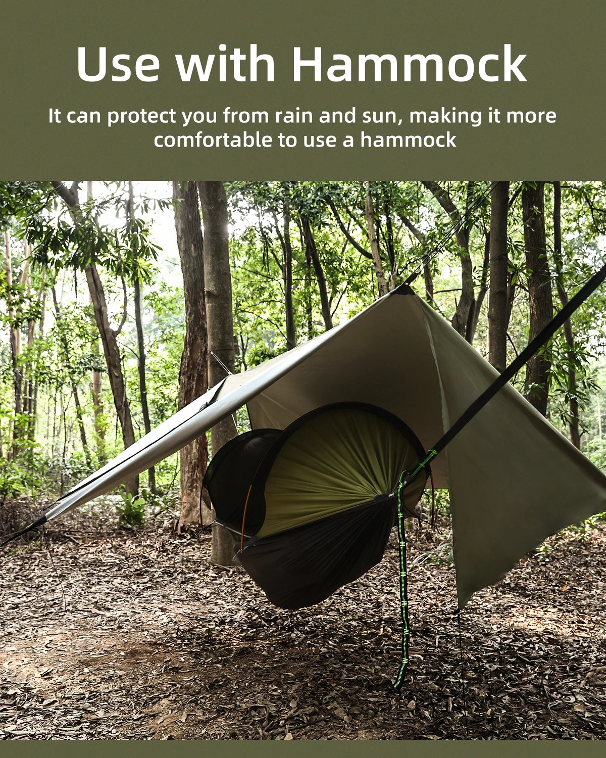 Outdoor Waterproof Tarp, optional Hammock (not included)