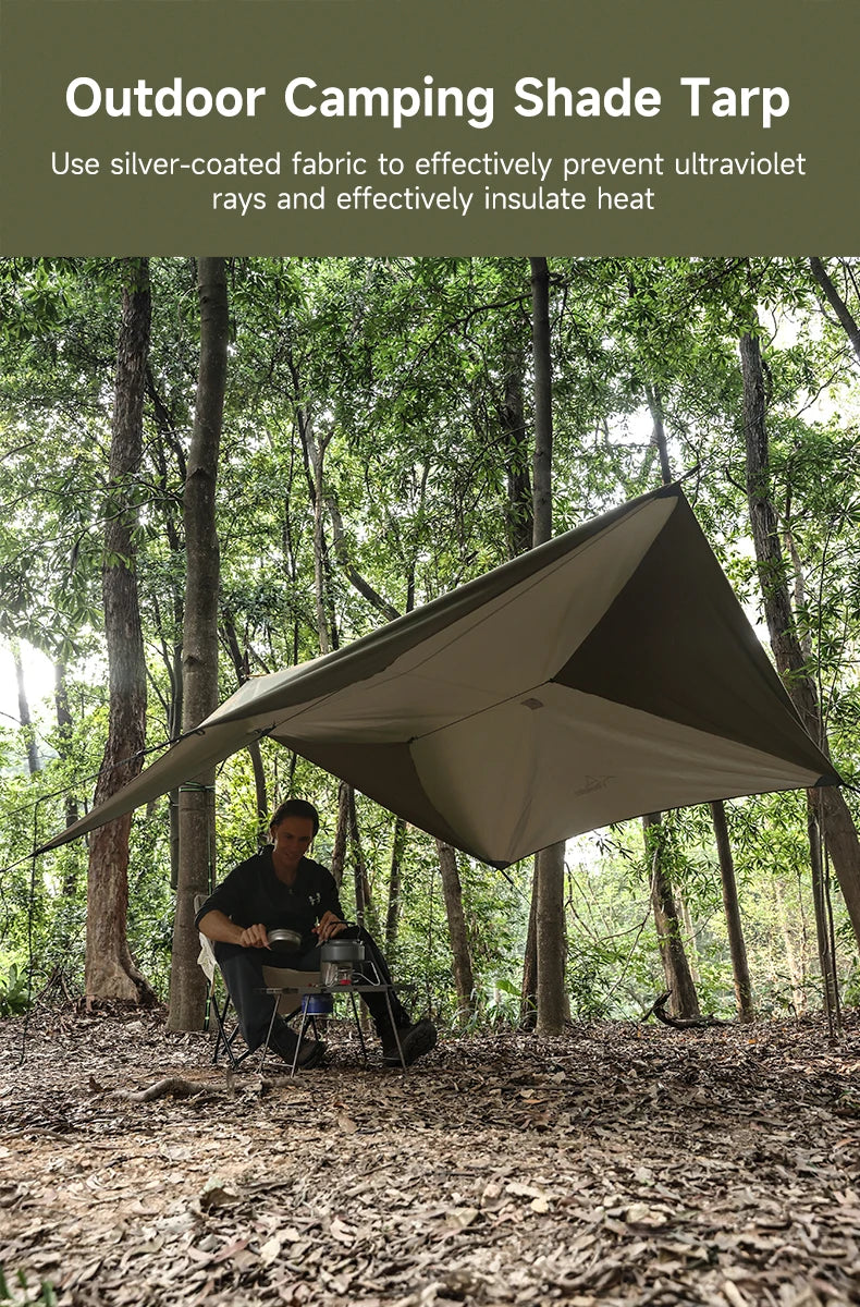 Outdoor Waterproof Tarp, optional Hammock (not included)