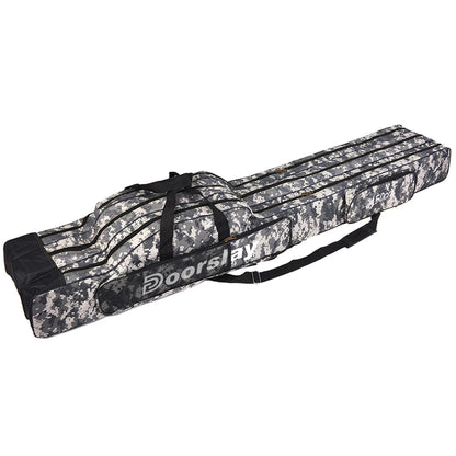 Doorslay 3 Layers Fishing Bag Portable Folding Fishing Rod Reel Bag Fishing Tackle Carry Case Travel Storage Bag Fishing Goods