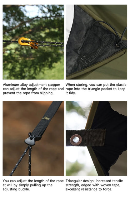 Outdoor Waterproof Tarp, optional Hammock (not included)