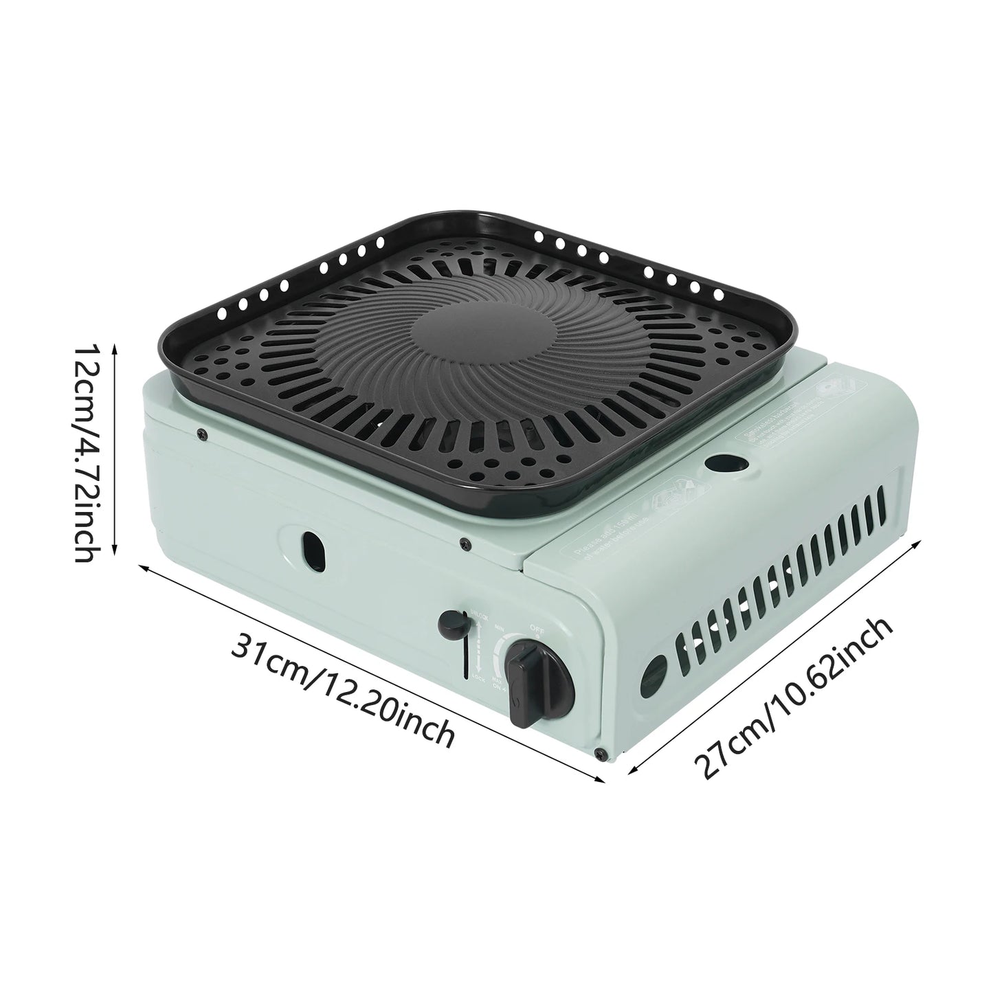 2.3KW Camping Stove with Griddle and Carrying Bag, Portable Propane Camp Stove, Electronic Ignition,Black/Green