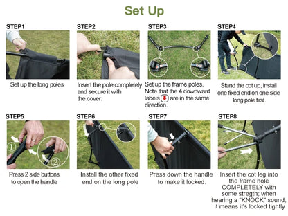 Night Cat Camping Cot Tent, Waterproof 1-Person Off-Ground Combo w/Cot Bed