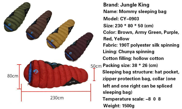 JUNGLE KING Thickened Cold Weather Sleeping Bag, -18F