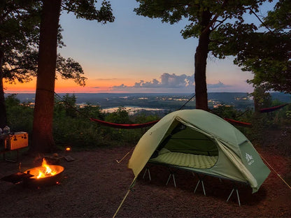 Night Cat Camping Cot Tent, Waterproof 1-Person Off-Ground Combo w/Cot Bed