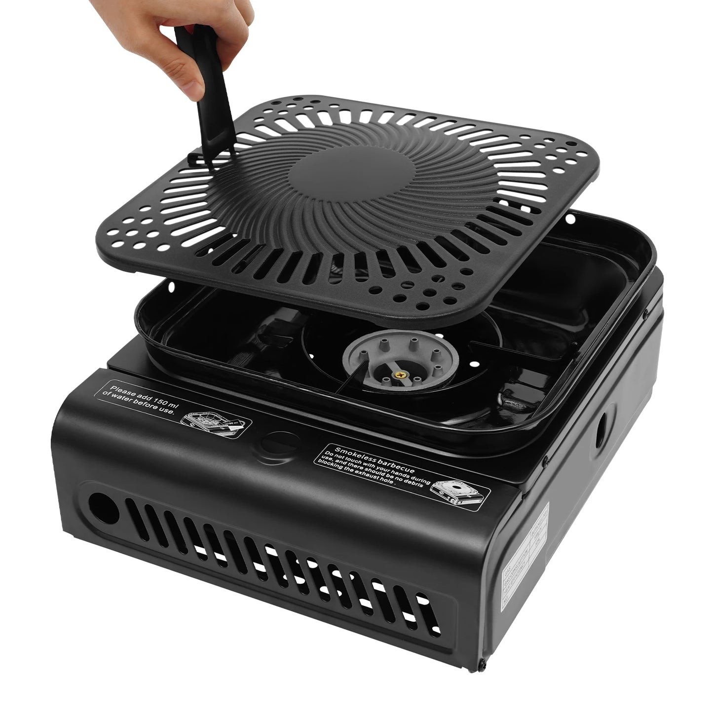 2.3KW Camping Stove with Griddle and Carrying Bag, Portable Propane Camp Stove, Electronic Ignition,Black/Green