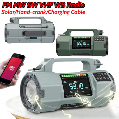Emergency Solar Radio Hand Crank Radio FM MW SW VHF WB