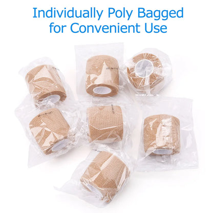 Self Adherent Cohesive Wrap Bandages for First Aid, 06 Count - Tan