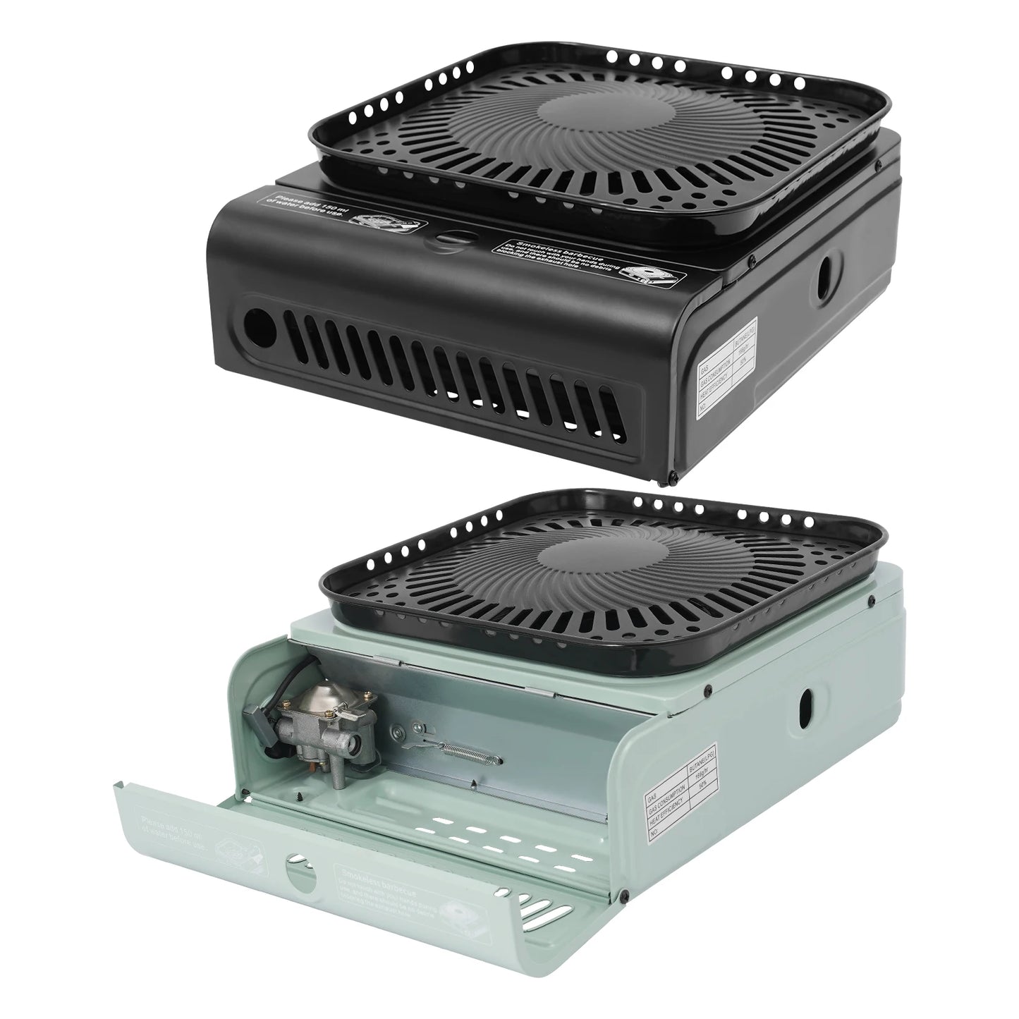 2.3KW Camping Stove with Griddle and Carrying Bag, Portable Propane Camp Stove, Electronic Ignition,Black/Green