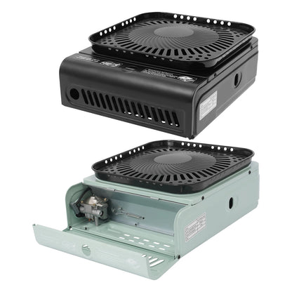 2.3KW Camping Stove with Griddle and Carrying Bag, Portable Propane Camp Stove, Electronic Ignition,Black/Green