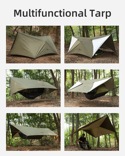 Outdoor Waterproof Tarp, optional Hammock (not included)
