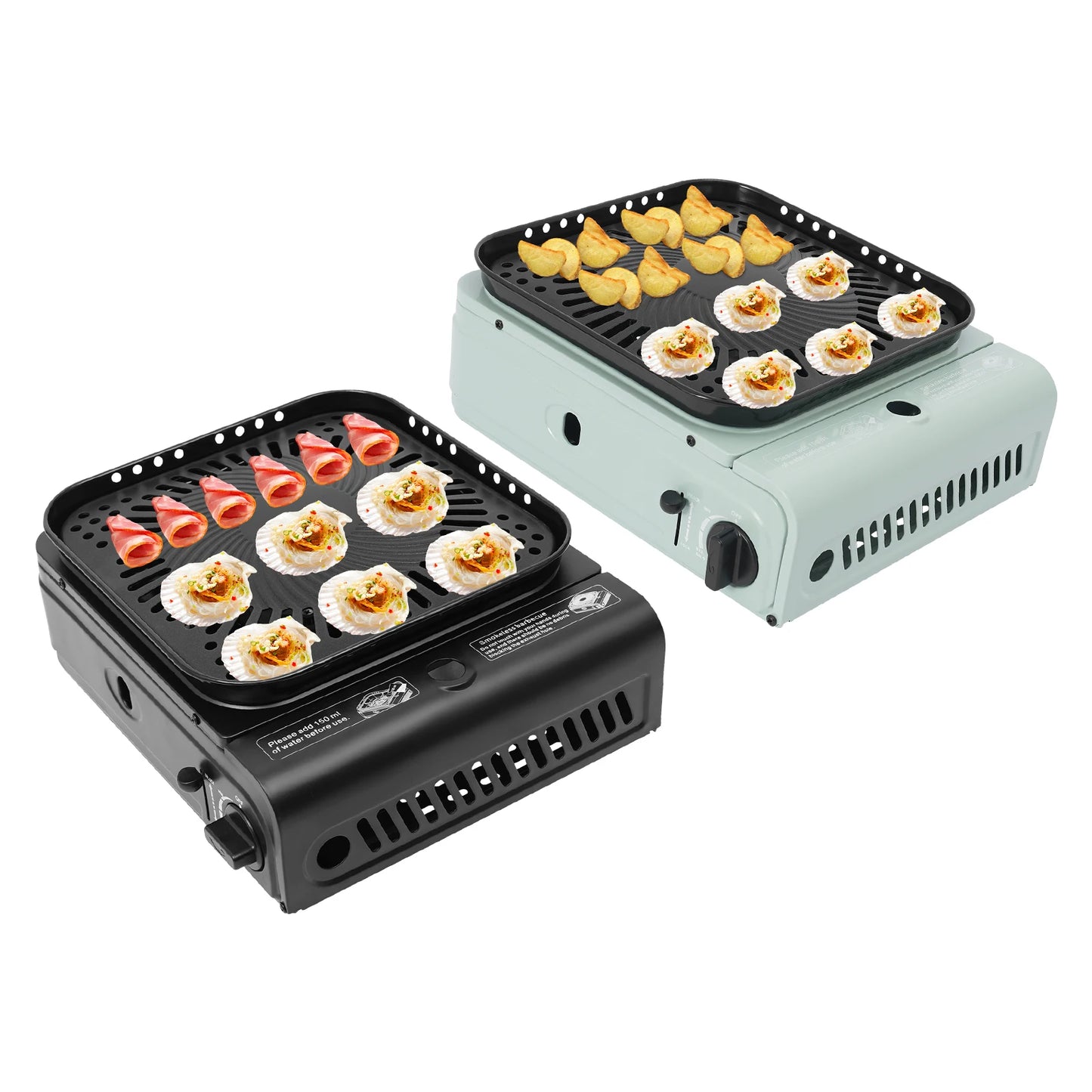 2.3KW Camping Stove with Griddle and Carrying Bag, Portable Propane Camp Stove, Electronic Ignition,Black/Green