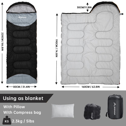 BISINNA Outdoor Ultralight Camping Sleeping Bag, cold weather -32F
