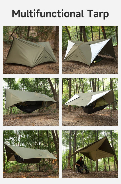Outdoor Waterproof Tarp, optional Hammock (not included)