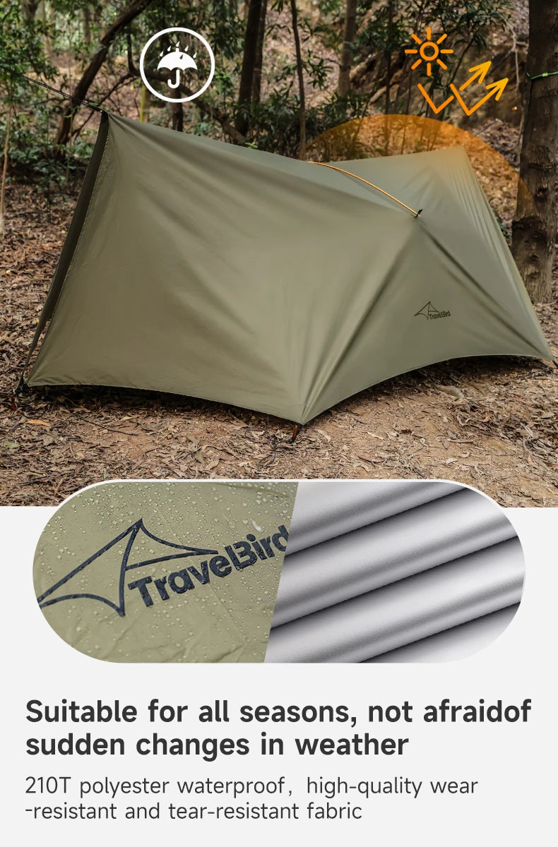 Outdoor Waterproof Tarp, optional Hammock (not included)