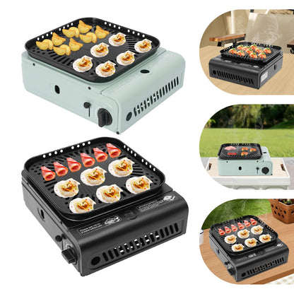 2.3KW Camping Stove with Griddle and Carrying Bag, Portable Propane Camp Stove, Electronic Ignition,Black/Green