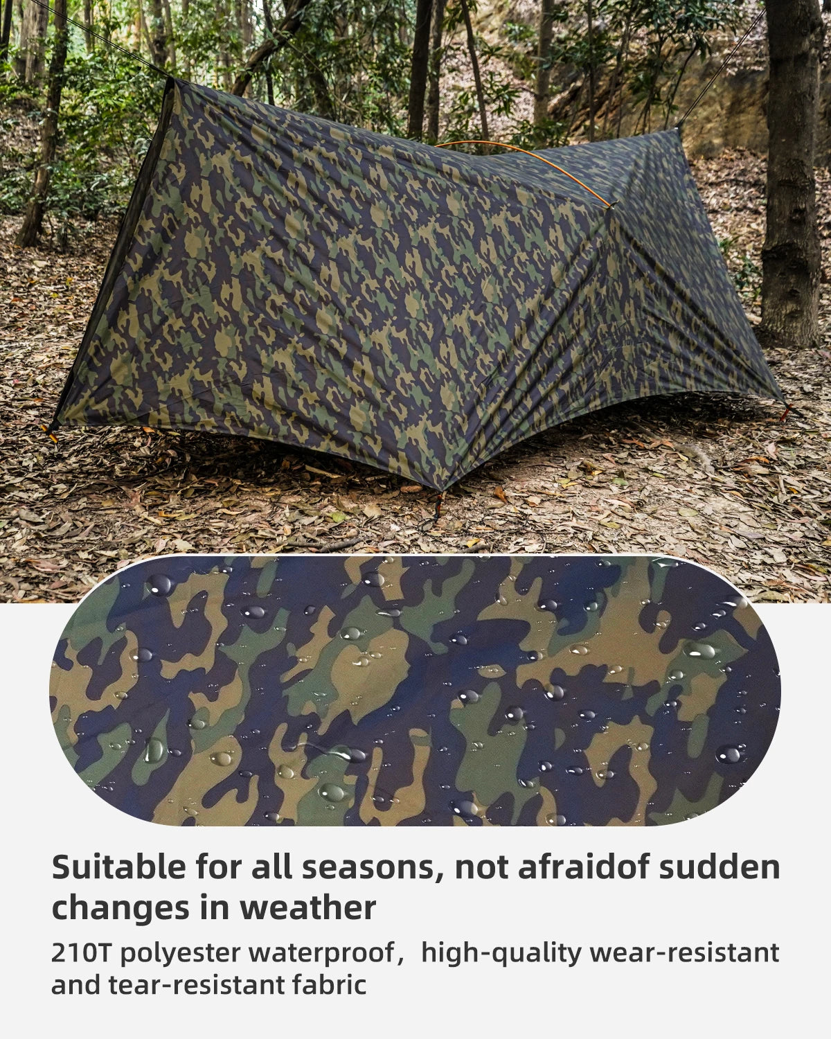 Outdoor Waterproof Tarp, optional Hammock (not included)