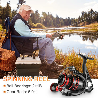 Lightweight Metal Spinning Reel for Freshwater and Saltwater Fishing, High-Speed Ultralight Trout Reel with 2+1 Ball Bearings, Left/Right Handle (Model 4000)