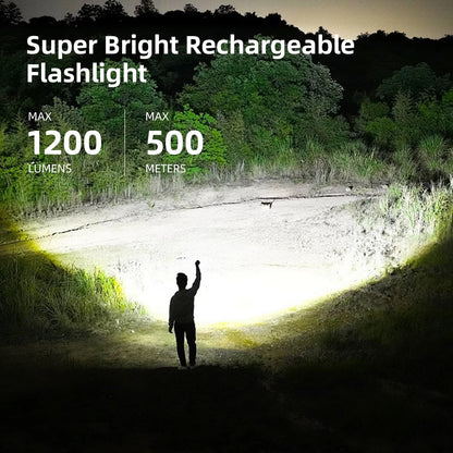 WARSUN T800 LED Tactical Flashlight with Magnetic Base, 1200 Lumens, COB Sidelight, and 5 Operating Modes