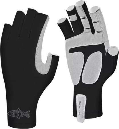 Riverruns UPF 50+ Fingerless Fishing Gloves for UV Protection in Outdoor Activities such as Fishing, Boating, Kayaking, Hiking, Running, Cycling, and Driving for Men and Women